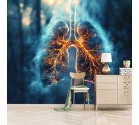 Papier peint panoramique autocollant Structure Du Corps Humain Et Poumons - intissé - 250x175cm - Tableaux Muraux Tapisserie Photo Art Abstrait - Pose Facile & Amovible sans Trace - Pour Chambre