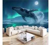 Papier Peint Panoramique Baleine Mer 400x280 cm Poster Murale 3D Aurore Nature Tapisserie Photo Peinture Murale,Papier Peint Intissé Fresque pour Salon Chambre Toile Fond TV
