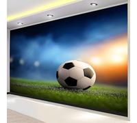 Papier Peint Panoramique Ballon de Football Mural 300x210 cm 3D Papier Peint Intisse Terrain de Football Sportif Fresque Murale Chambre Coucher Salon Décoration Photo Poster Geant Murale w.302