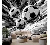 Papier Peint Panoramique Ballon De Football Volant 500 x 280 cm Poster Murale 3D, Style Bande Dessinée Tapisserie Photo Peinture Murale, Papier Peint Intissé Fresque pour Salon Chambre Toile Fond TV