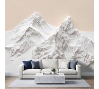 Papier Peint Panoramique Bas-Relief Monts Enneigés Murale 200x140 cm | Paysage Naturel Papier Peint Intissé Murale Pour Salon Chambre à Coucher Chambre D'Enfant Décoration