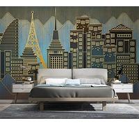 Papier Peint Panoramique Bâtiments Urbains Aux Lignes Dorées 400x255cm Papier Peint 3D Intissé Tapisserie Poster Chambre Salon Decoration Murale -MIWEI Wallpaper-ZXY-38158
