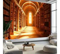 Papier Peint Panoramique Bibliothèque Étagère Rayures, Papier Peint Intissé Style Fantastique pour Chambre Salon Salle à Manger Décoration Murale - Fond d'éCran Photo Moderne Art Mural 500L x 280H cm