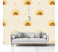 Papier Peint Panoramique Bohême Arc-En-Ciel Crème, 3D Papier Peint Intissé 300x210 cm Photo Poster Grand Mural Pour Salon Chambre Enfant Chambre Décoration Murale