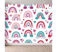 Papier Peint Panoramique Bohème Mignon 250 x 175 cm - Décoration Murale Soleil Nuages Cœurs Étoiles - Tapisserie Murales Papier Peint Intissé pour Chambre Salon - Poster Tableaux Photo Muraux
