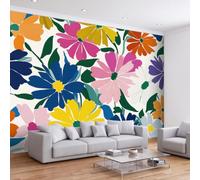 Papier Peint Panoramique Botanique Marguerite Fleurs Abstraites 350x256 cm