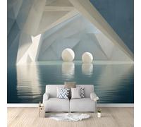 Papier Peint Panoramique Boules En Papier Flottant En Intérieur 400 x 280 cm Papier Peint Photo Intissé, Géométrie Futuriste Fresque Murale Tapisserie Décoration, pour Cuisine Salon Chambre à Coucher