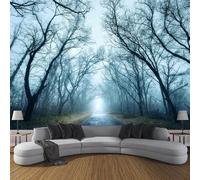 Papier Peint Panoramique Brouillard D'arbre D'hiver 300x210 cm 3D Papier Peint Intissé Paysage de Route de Campagne Photo Trompe l'oeil Poster Geant Mural Salon Chambre Enfant Chambre a-11060