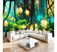Papier Peint Panoramique Cabane Dans Les Arbres Forêt Intissé Poster Tableaux Murale 3D 300x210 cm Lanternes Vintage Wallpaper pour Salon Chambre D'Enfant Restaurant Couloir TV Fond Décoration H1227