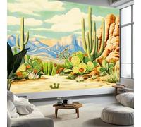 Papier Peint Panoramique Cactus Rochers, Paysage Désertique Papier Peint Poster Photo Géant Laine Intissé 350 x 256 cm pour Salon Chambre Chambre D'Enfant Fond Tv Décoration Murale