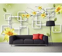 Papier Peint Panoramique Cadre Blanc De Fleur De Lys 400x255cm Papier Peint 3D Intissé Tapisserie Poster Chambre Salon Decoration Murale -MIWEI Wallpaper-ZXY-32065