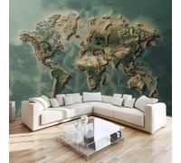 Papier Peint Panoramique Carte Du Monde 150x100 cm Poster Murale 3D Nord Et Sud Terre Tapisserie Photo Peinture Murale,Papier Peint Intissé Fresque pour Salon Chambre Toile Fond TV
