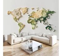 Papier Peint Panoramique Carte Du Monde 150x100 cm Poster Murale 3D Nord Et Sud Terre Tapisserie Photo Peinture Murale,Papier Peint Intissé Fresque pour Salon Chambre Toile Fond TV