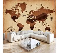 Papier Peint Panoramique Carte Du Monde 150x100 cm Poster Murale 3D Nord Et Sud Terre Tapisserie Photo Peinture Murale,Papier Peint Intissé Fresque pour Salon Chambre Toile Fond TV