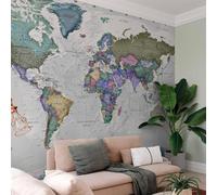 Papier Peint Panoramique Carte Du Monde 300x210 cm Papier Peint Intissé 3D Moderne Muraux Tapisserie Photo Décoration Murale Poster Mural XXL pour Chambre Salon 2245-ABC