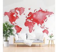 Papier Peint Panoramique Carte du Monde Peinte Papier Peint Intissé Poster Mural xxl Carte Minimaliste Poster Geant Mural Personnalisé 3D pour Salon Chambre Décoration Murale 350x256cm(L x H)