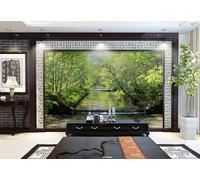 Papier Peint Panoramique Cascade D'Eau Forest Mountain Papier Peint 3D Tapisserie Murale Décoration Chambre Salon -songqians-10244-200cmx140cm