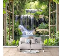 Papier Peint Panoramique Cascade Ruisseau Motifs Imprimés 3D Papier Peint Photo Paysage 300x210 cm Mural Matériau Tissu Non Facile à installer Propre pour Intérieur Moderne Salle à Manger Poster