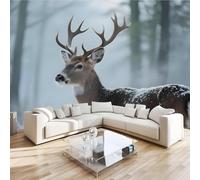 Papier Peint Panoramique Cerf Sika Animal 250x175 cm Poster Murale 3D Tropical Forêt Tapisserie Photo Peinture Murale,Papier Peint Intissé Fresque pour Salon Chambre Toile Fond TV