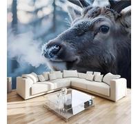 Papier Peint Panoramique Cerf Sika Animal 430x300 cm Poster Murale 3D Tropical Forêt Tapisserie Photo Peinture Murale,Papier Peint Intissé Fresque pour Salon Chambre Toile Fond TV
