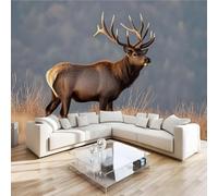 Papier Peint Panoramique Cerf Sika Animal 430x300 cm Poster Murale 3D Tropical Prairie Tapisserie Photo Peinture Murale,Papier Peint Intissé Fresque pour Salon Chambre Toile Fond TV
