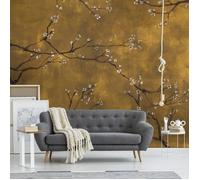 Papier peint panoramique Cerisiers japonais 300 x 280cm Ocre ambré