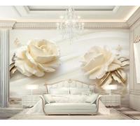 Papier Peint Panoramique Champagne Rose Flower Water Wave 350x250cm Papier Peint 3D Intissé Tapisserie Poster Chambre Salon Decoration Murale -MIWEI Wallpaper-ZXY-34314