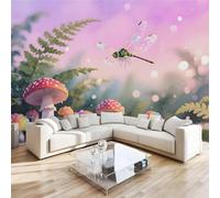Papier Peint Panoramique Champignons Colorés 250x175 cm Poster Murale 3D Plantes Forêts Tapisserie Photo Peinture Murale,Papier Peint Intissé Fresque pour Salon Chambre Toile Fond TV