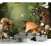 Papier Peint Panoramique Champignons De La Forêt Papier Peint 3D Tapisserie Mural Salon Chambre Décoration Murale -ZX08639-400x280cm