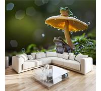 Papier Peint Panoramique Champignons Forêt 250x175 cm Poster Murale 3D Dessin Animé Mignon Tapisserie Photo Peinture Murale,Papier Peint Intissé Fresque pour Salon Chambre Toile Fond TV