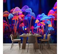 Papier Peint Panoramique Champignons Lumineux 300x210 cm Papier Peint Intissé Mural, Poster Geant Mural 3D, pour Salon Chambre d'enfants restaurant Décoration Murale