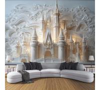 Papier Peint Panoramique Château Abstrait Mural 400×280cm 3D Papier Peint Intisse Élégance Architecture Murale Chambre Coucher Salon Décoration Blanc XXL Photo Poster Geant Murale