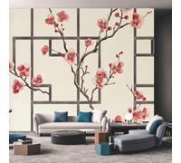 Papier Peint Panoramique Chinois Fresque Murale Intissée 150 x 105 cm 3D Effet Fleur de Prunier Photo Papier Peint Poster pour Chambre Salon Décoration Murale F1290
