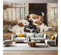 Papier Peint Panoramique Chiot Cocker Spaniel Animal 3D Trompe L'oeil Moderne Papier Peint 250 x 175 cm Grandes Murales Poster pour Salon, Adulte Chambre d'enfants, Étude Décor