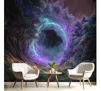 Papier Peint Panoramique Ciel Étoilé Magie Poster Intissé Geant Mural 3D 400×280cm Photo Mural Nature Forêt Wallpaper pour Chambre Salon Personnalisé XXL Décoration Murale Bleu