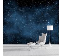 Papier Peint Panoramique Ciel Étoilé Romantique Papier Peint Soie Ciel Nocturne De Rêve XXL Poster Tableaux Décoration Murale pour Salon Chambre Tv Fond, 300x210cm, Bleu Foncé