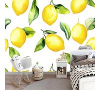 Papier Peint Panoramique Citron Fresque Murale Intissée 400 x 280 cm 3D Effet Fruits Photo Papier Peint Poster pour Chambre Salon Décoration Murale F111