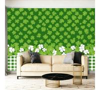 Papier Peint Panoramique Clover Watercolor Luxe discret Fresque Murale Intissée - Décoration Murale Pour Salon, Chambre, 350 x 256 cm Papier Peint Intissé Bleu marine