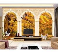 Papier Peint Panoramique Colombes De La Forêt De La Colonne Romaine 350x250cm Papier Peint 3D Intissé Tapisserie Poster Chambre Salon Decoration Murale -MIWEI Wallpaper-ZXY-08133