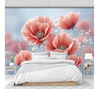 Papier Peint Panoramique Coquelicot Rouge Murale Intissé, Poster Et Tableaux Muraux Style Photographique Réaliste Papier Peint Pour Décoration Chambre Et Salon, 150 X 105 Cm