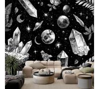 Papier Peint Panoramique Corps Célestes Cristal Lune Étoiles 350 x 256 cm Poster Murale 3D, Peinture À L’Encre Photo Peinture Murale, Papier Peint Intissé Fresque pour Salon Chambre Toile Fond TV