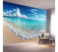 Papier Peint Panoramique Côtier Plage Décoration Murale 350 x 256cm | Géant 3D Papier Peint Intissé pour Salon Chambre Salle à Manger Chambre d'Enfant, Mode Océan Ciel Poster