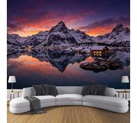 Papier Peint Panoramique Coucher De Soleil Aux Îles Lofoten, Paysages Des Côtes Nordiques Revêtement Mural Décoration Pour Salon Chambre à Coucher Décoration D'appartement Et De Chambre 200x140cm