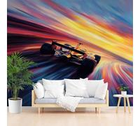 Papier Peint Panoramique Courses de Karting Cool Papier Peint Intissé Poster Mural xxl Jeu de Course Automobile Poster Geant Mural pour Salon Chambre Décoration Murale 300x210cm(L x H)