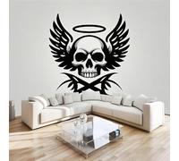 Papier Peint Panoramique Crâne Ailes 150x100 cm Poster Murale 3D Peint Vintage Tapisserie Photo Peinture Murale,Papier Peint Intissé Fresque pour Salon Chambre Toile Fond TV