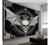 Papier Peint Panoramique Crâne Chauve souris Gothique Fantaisie 400 x 280 CM (L x H) Poster Geant Papier Peint Intissé Mural pour Salon Chambre Canapé TV Fond Décoration Murale, Noir