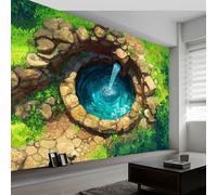 Papier Peint Panoramique Dessin Animé Géométrique Pierres Prairie, Papier Peint Anime pour Chambre Salon Salle à Manger Murale 300L x 210H cm - Fond d'écran Photo Moderne Art Mural Salle de Jeux