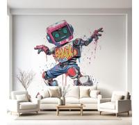Papier Peint Panoramique Dessin animé Pop art Science-fiction Moderne 300 x 210 cm - Décoration Murale Culture hip-hop Robot - Tapisserie Murales Papier Peint Intissé - Poster Tableaux Photo Muraux