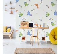 Papier Peint Panoramique Dinosaure Cartoon Panneau Mural 3D Étoiles Anime Murales Intissé Imperméable Salon Chambre Décoration Intérieure Film pour Meuble 200x140 cm