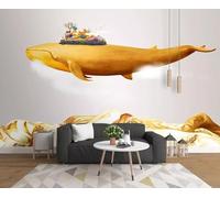 Papier Peint Panoramique Eau De Montagne En Relief De Baleine Papier Peint 3D Tapisserie Mural Salon Chambre Décoration Murale -ZX05352-350x250cm